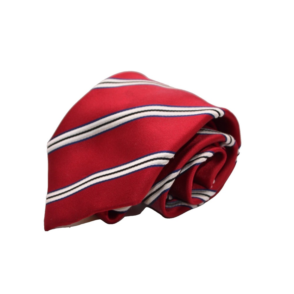 Donald J Trump Signature Collection Red Striped Necktie 100% Silk Hand Made